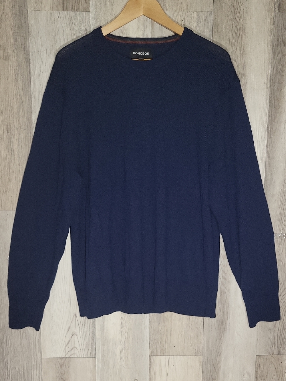 Bonobos Mens XL Navy Blue Merino Wool Crewneck Sweater Extra Fine Knit